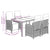 5 Piece Garden Dining Set with Cushions Grey Poly Rattan