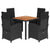 5 Piece Garden Dining Set with Cushions Black Poly Rattan