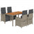 5 Piece Garden Dining Set with Cushions Grey Poly Rattan
