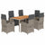 7 Piece Garden Dining Set with Cushions Grey Poly Rattan