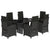 7 Piece Garden Dining Set with Cushions Black Poly Rattan