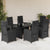 7 Piece Garden Dining Set with Cushions Black Poly Rattan