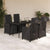 5 Piece Garden Dining Set with Cushions Black Poly Rattan
