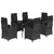 7 Piece Garden Dining Set with Cushions Black Poly Rattan