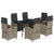 7 Piece Garden Dining Set with Cushions Grey Poly Rattan