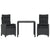 3 Piece Garden Dining Set with Cushions Black Poly Rattan