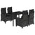 5 Piece Garden Dining Set with Cushions Black Poly Rattan