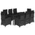 9 Piece Garden Dining Set with Cushions Black Poly Rattan