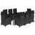 9 Piece Garden Dining Set with Cushions Black Poly Rattan