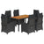 7 Piece Garden Dining Set with Cushions Black Poly Rattan
