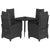 5 Piece Garden Dining Set with Cushions Black Poly Rattan
