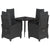 5 Piece Garden Dining Set with Cushions Black Poly Rattan