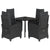 5 Piece Garden Dining Set with Cushions Black Poly Rattan