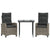 3 Piece Garden Dining Set with Cushions Grey Poly Rattan