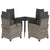 5 Piece Garden Dining Set with Cushions Grey Poly Rattan
