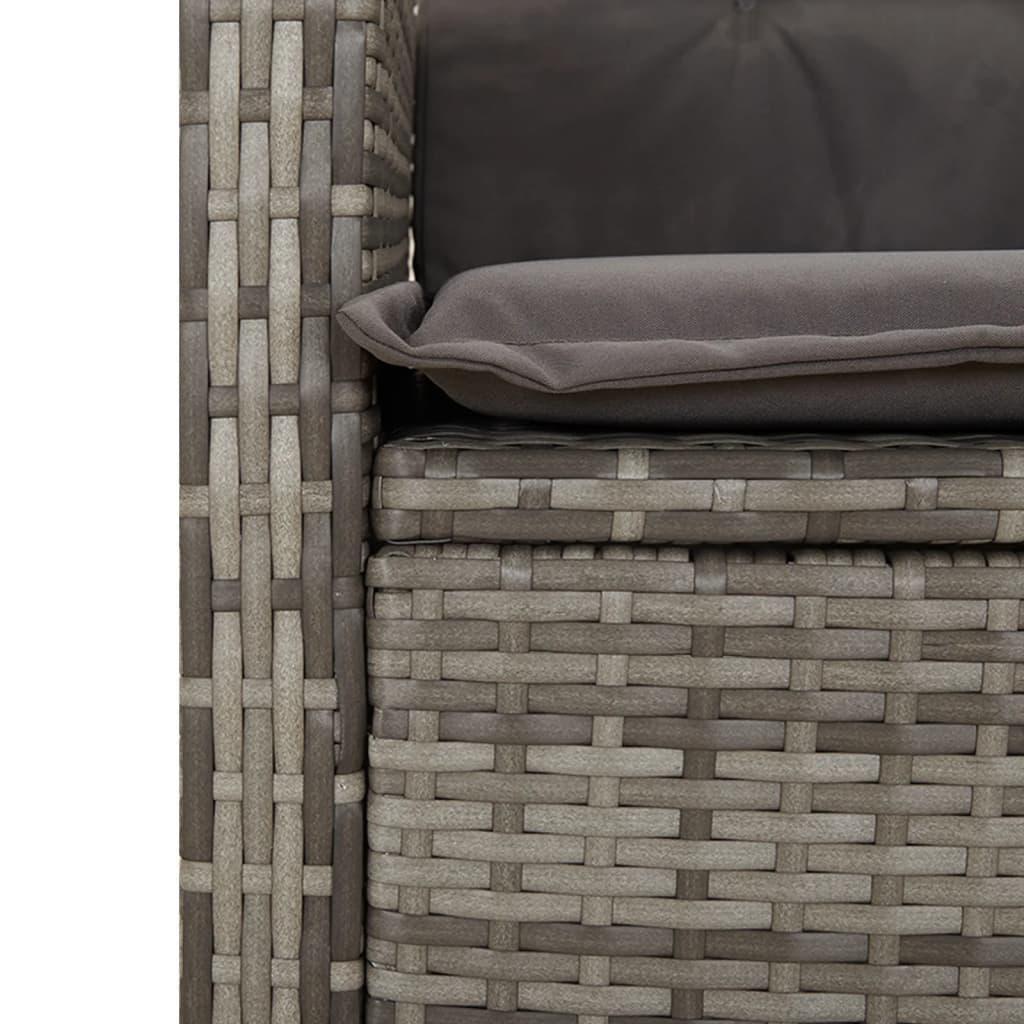 3 Piece Garden Dining Set with Cushions Grey Poly Rattan