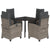 5 Piece Garden Dining Set with Cushions Grey Poly Rattan