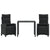 3 Piece Garden Dining Set with Cushions Black Poly Rattan