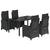 5 Piece Garden Dining Set with Cushions Black Poly Rattan