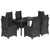 7 Piece Garden Dining Set with Cushions Black Poly Rattan