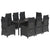 9 Piece Garden Dining Set with Cushions Black Poly Rattan