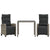 3 Piece Garden Dining Set with Cushions Grey Poly Rattan