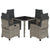 5 Piece Garden Dining Set with Cushions Grey Poly Rattan