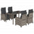 5 Piece Garden Dining Set with Cushions Grey Poly Rattan