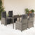 5 Piece Garden Dining Set with Cushions Grey Poly Rattan