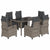 7 Piece Garden Dining Set with Cushions Grey Poly Rattan