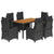 7 Piece Garden Dining Set with Cushions Black Poly Rattan