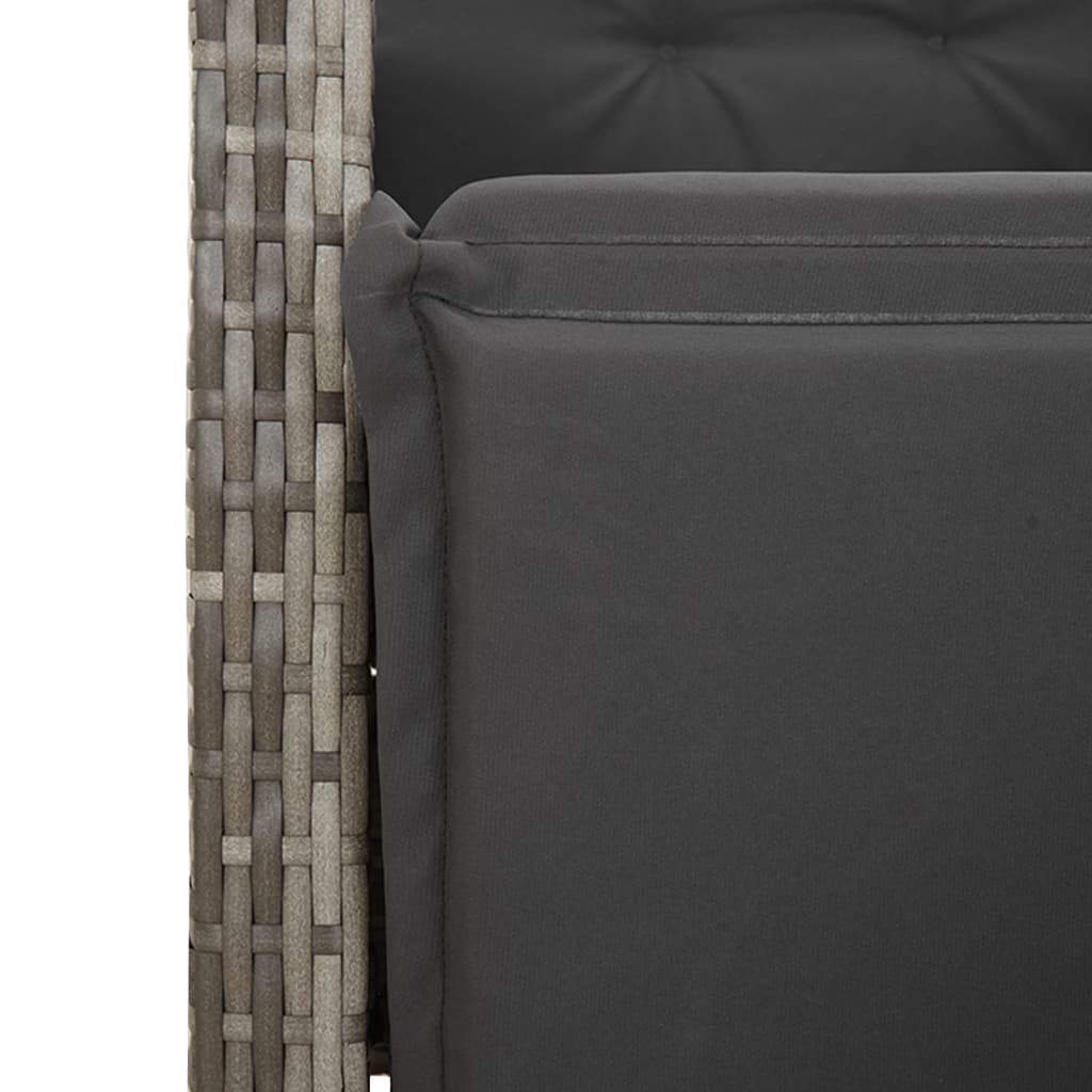3 Piece Garden Dining Set with Cushions Grey Poly Rattan