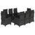9 Piece Garden Dining Set with Cushions Black Poly Rattan