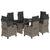 7 Piece Garden Dining Set with Cushions Grey Poly Rattan
