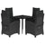 5 Piece Garden Dining Set with Cushions Black Poly Rattan