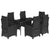 7 Piece Garden Dining Set with Cushions Black Poly Rattan