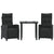 3 Piece Garden Dining Set with Cushions Black Poly Rattan