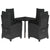 5 Piece Garden Dining Set with Cushions Black Poly Rattan