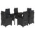 7 Piece Garden Dining Set with Cushions Black Poly Rattan