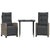 3 Piece Garden Dining Set with Cushions Grey Poly Rattan