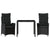 3 Piece Garden Dining Set with Cushions Black Poly Rattan