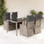 5 Piece Garden Dining Set with Cushions Grey Poly Rattan