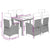 7 Piece Garden Dining Set with Cushions Grey Poly Rattan