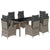 7 Piece Garden Dining Set with Cushions Grey Poly Rattan