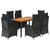 7 Piece Garden Dining Set with Cushions Black Poly Rattan