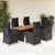 7 Piece Garden Dining Set with Cushions Black Poly Rattan