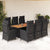 9 Piece Garden Dining Set with Cushions Black Poly Rattan