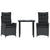 3 Piece Garden Dining Set with Cushions Black Poly Rattan