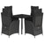 5 Piece Garden Dining Set with Cushions Black Poly Rattan