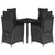 5 Piece Garden Dining Set with Cushions Black Poly Rattan